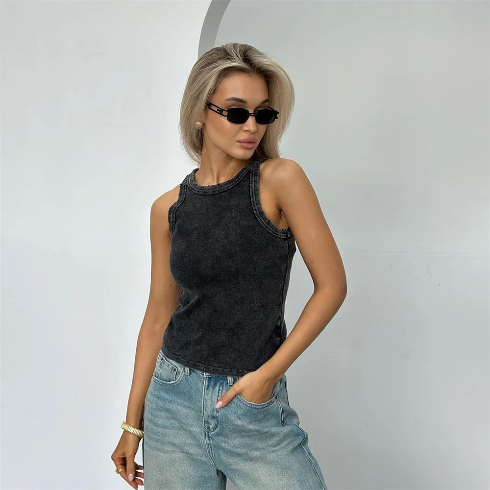 Y2k Clothes Distressed Hole Retro Crop Top Women Summer Vintage Ripped Sleeveless Sexy Tank Top Female Basic Ribbed Knit Vest - Image 4
