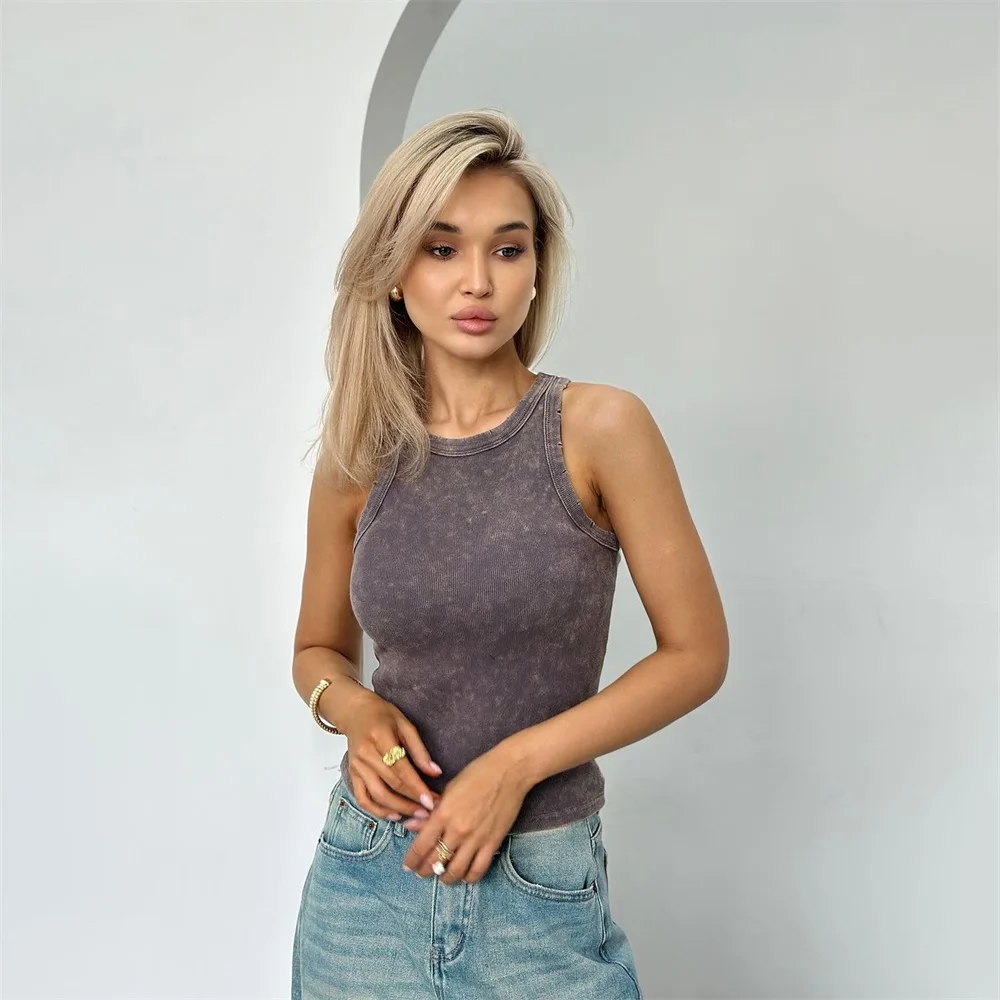 Y2k Clothes Distressed Hole Retro Crop Top Women Summer Vintage Ripped Sleeveless Sexy Tank Top Female Basic Ribbed Knit Vest - Image 2