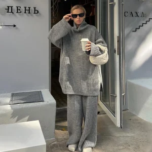 2024 new solid color Loose Casual sweater womens clothing High Street long sleeve top pullovers Loose one prices